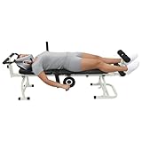 Back Stretch Bench with Cervical Traction, Multifunctional Cervical Lumbar Traction Device with Handwheel Control, Adjustable Spine Decompression System for Home Use, 330lbs Capacity