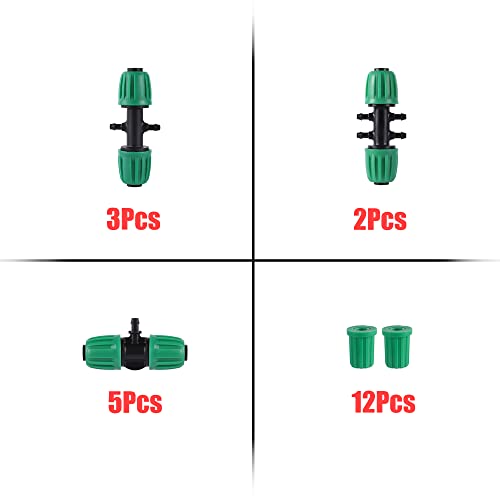 FULAIERGD 1/2" Hoses (1/2" ID x 0.6-0.63" OD) 16mm to 1/4" Irrigation Pipe Anti Drop Hose Fittings with Barbed (Fits 13mm ID / 4mm ID) (1/2 to 1/4" Fittings Kit) - Image 3