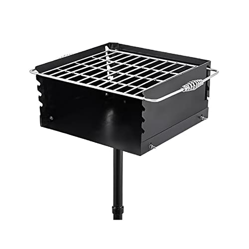 Parrillas de barbacoa de carbón Parrilla de carne de carbono de un solo poste con rejilla de cocción Horno giratorio ajustable de 360º Barbacoa for acampar al aire libre ,Alta Durabilidad(16x16 Inch)