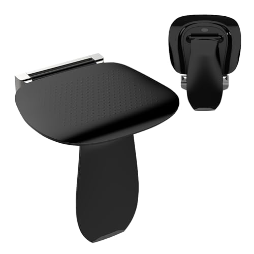 Heuffe Siège de Douche Rabattable Mural Pied Fixe - 200kg Portée Max, Tabouret Pliable Adulte/PMR, Surface Anti-Dérapant, ABS Noir pour Salle de Bain