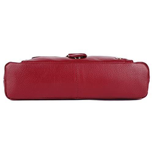 Lederbuck Lucy Small Soft Leather Sling Crossbody Handbags- Double Zip Premium Sling Crossover Shoulder Bag For Women (Red) #TOP7