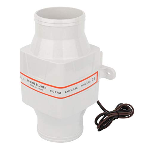 Eccpp Marine Bilge Air Blower 12V 130 Cfm 3" In-Line Quiet Boat White #TOP30