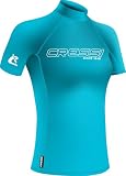 Cressi seit 1946 - Sentinel Lady - Kurzärmeliger Rash Guard Sonnenschutz UPF 50+ Schnell Trocknend Schwimmen Surfen Tauchen Angeln Strand, im Schwimmbad und Wassersport - Aquamarin/Weiß - L/4_Damen