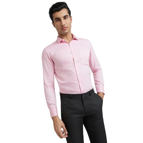 Image of Park Avenue Men Pure Cotton Slim Fit Structure Pattern Semi Cutaway Collar Formal Shirt