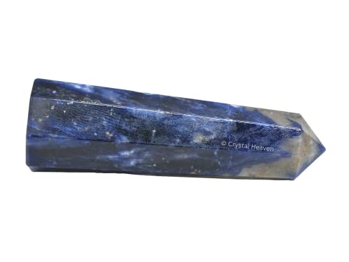 Image of Crystal Heaven Certified Sodalite Crystal Tower Obelisk Point for Chakra, Healing and Balancing - AAA Grade Original Certified Gemstone Agate for Reiki Meditation Yoga Spiritual (3-4 Inches)