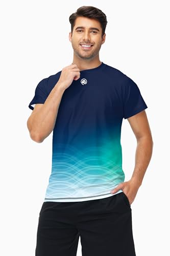 Image of AOBUTE Mens Swim Shirts Short Sleeve UPF 50+ Sun Shirt Quick Dry Rash Guard Fishing Swimming Shirt