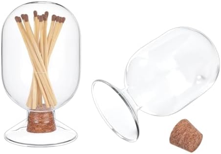 Cloche Portafiammiferi In Vetro UNICRAFTALE – Pratica E Decorativa, Con Tappo In Sughero, 5,8x11 Cm