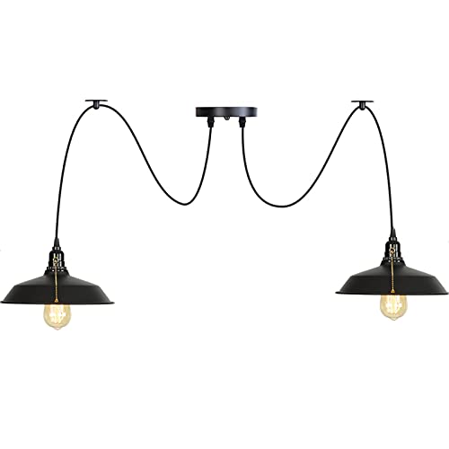 Lustre araignée réglable 8 lumières en métal noir pour salon et cuisine