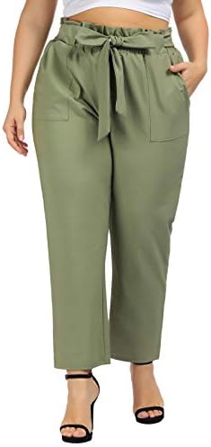 Hanna Nikole Women's Pull-On Pants Elastic Waist Plus Size Cropped Pockets Pants