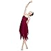AFAVOM Lyrical Dance Dress for Women Adult Contemporary Dance Costume Solid Halter Spaghetti Straps Asymmetric Flowy Chiffon Dress Handkerchief Skirt Lyrical Dancewear Wine Red X-Small