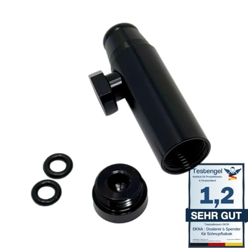 EKNA Dispenser per tabacco e dosatore per tabacco da fiuto, nero, in alluminio