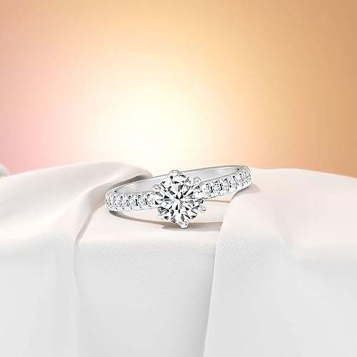 1.0 CT Center Round Cut Moissanite Anniversary Wedding Engagement Ring Women, White Gold Moissanite Wedding Ring,Moissanite Promise Rings2