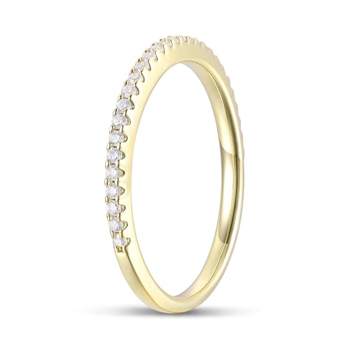 14K GoldMoissanite Wedding Ring 2mm Stacking Rings 14K Yellow Gold Moissanite Rings Eternity Wedding Band for Women2