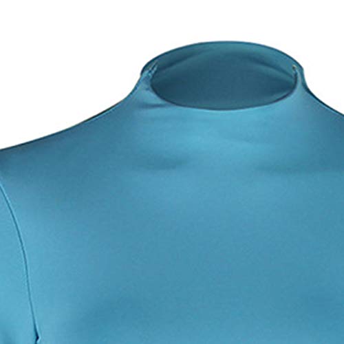 Fineday Blouses for Women 2020, Women Exposure of Navel Long Sleeve O-Neck Solid Shirt Tops Blouse, Women Tops and Blouses (Light Blue S)