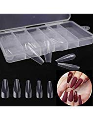 100pcs Nail Tips Shape Clear Medium Half Cover Acrylic False Nail Tips with Box (#3)