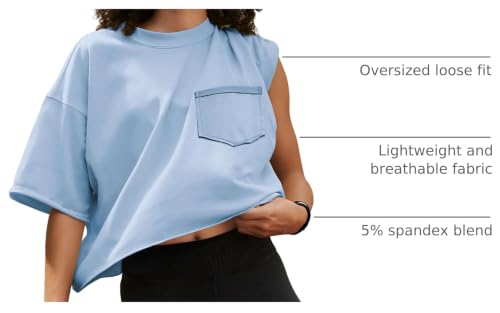 Image of ATHMILE Womens Crop Tops Workout Shirts Gym Oversized Spring Summer Basic Tees Short Sleeve Casual Loose Drop Shoulder 2026