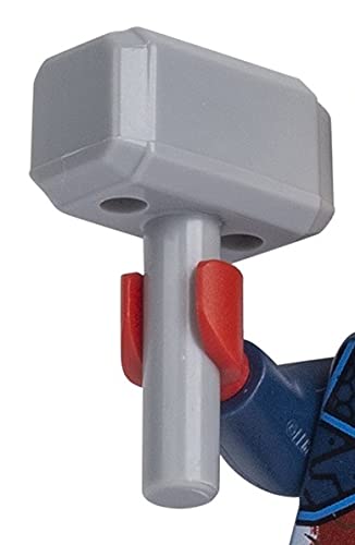 LEGO Superheroes: Captain America Minifigure with Shield and Mjolnir, Blue/Red - Image 3