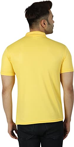 Image of Regular Fit Solid Men Polo Neck Collar T-Shirt Pack of 1 Yellow