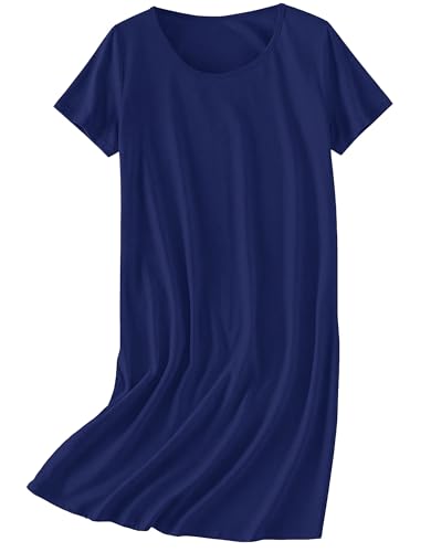 Image of Ekouaer Nightgowns for Women Cotton Sleepshirts Short Sleeve Nightshirt Tshirt Night Gown Casual Sleepdress Comfy Nightdress