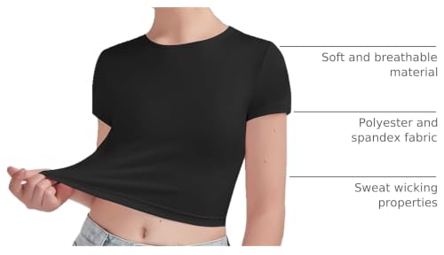 Image of EXARUS 3 Pack Girls Square Neck Top Fitted Tshirt Trendy Cute Crop Tops Tee