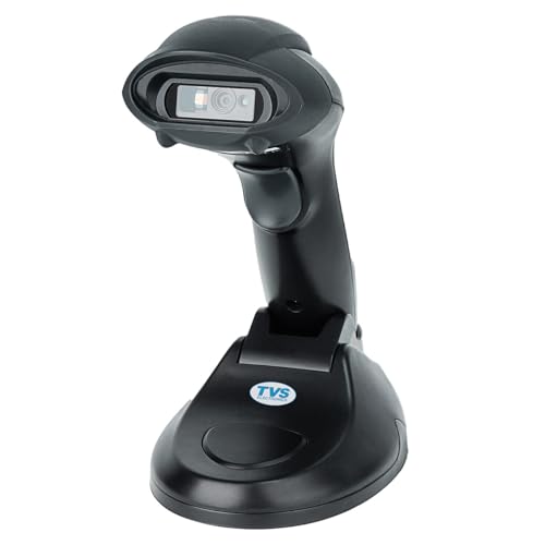 Image of TVS Electronics BS-i203s BT Lite 2D Barcode Scanner | 2.4GHZ Receiver & Bluetooth BLE 4.0 Wireless High-Speed Barcode Reader Machine |Express Speed of 300 scans per Second | Easy Charging via Cradle
