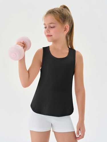Haloumoning Girls Athletic Tank Tops Kids Racerback Sleeveless Workout Running Sports Shirts 5-14 Years3