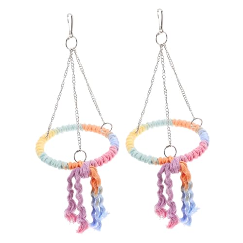 TOYANDONA 2pcs Cotton Rope Bird Hammock Swing for Parrots Parakeets and Finches Multifunctional Perch and Chew for Play and Rest Bird Cage