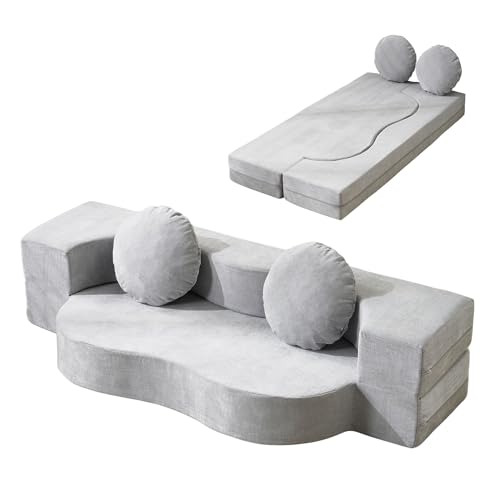 2人掛け ソファベッド 完成品 組立て不要 圧縮梱包 フロアソファ ローソファ クッション付き 軽量 高反発ウレタン 25D 150N ソファー コンパクト こたつ用 ベッドにもなる 1人暮らし 来客用 洗えるカバー付き (グレー)