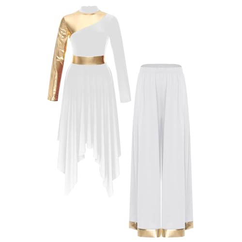 Robe danse moderne patchwork metallique avec manches longues - 3