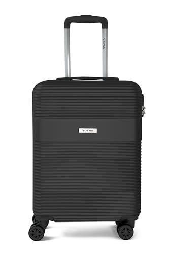 VOYAN Maleta Cabina 55x40x20 Bio Negro, Trolley Rígido ABS Lightweight con Ruedas Dobles 360°, Carcasa Dura Ligera y Cerradura de Seguridad, Equipaje de Mano para Viajes en Avión