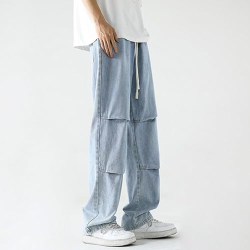 Mens Loose Fit Jeans Regular Fit Straight Leg Jean Elastic Waist Jeans for Men Casual Streetwear Denim Pants4