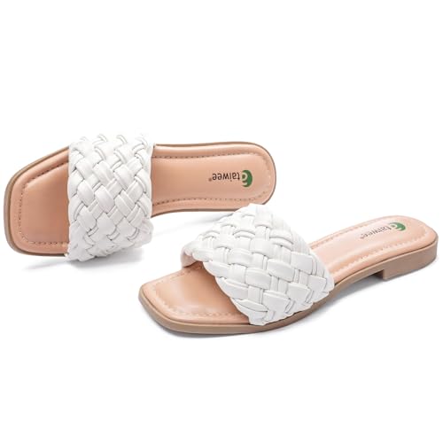 Ataiwee Women's Fashionable Braided Flat Slide Sandals for Summer
| Ataiwee Elegant Cross Strap Flat Slide Sandals - Summer Women
| Ataiwee Women's Flat Slide Sandals - Comfortable and Fashionable for Summer