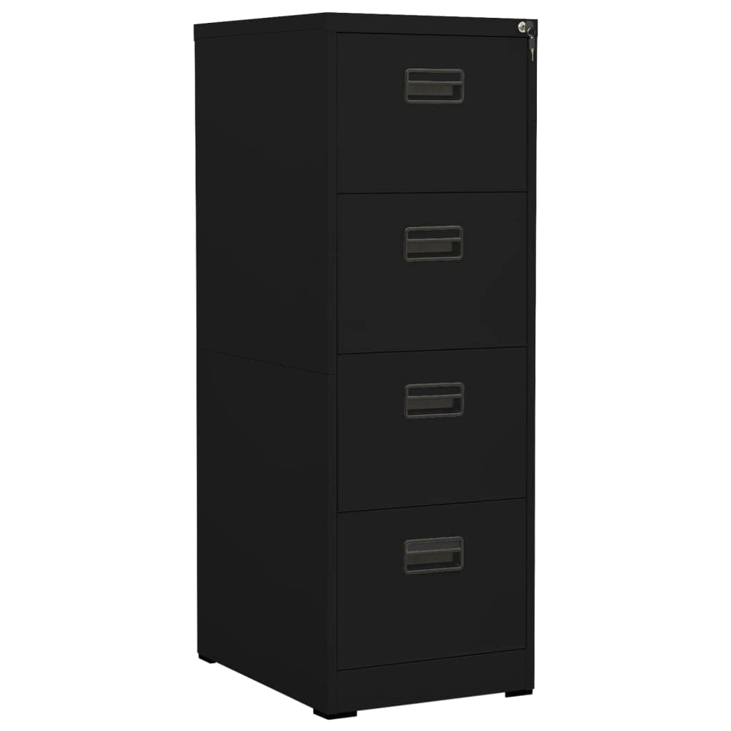 Aioneer Black Steel File Cabinet 2 Drawers Anthracite Office Cabinet For A4 And Legal File Organization-46 X 62 X 133 Cm