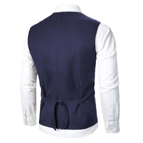Men's Suit Vest Formal Slim Fit Peak Lapel Double Breasted Tuxedo Vest Casual Business Dress Waistcoat Vest3