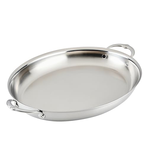 Hestan Provisions - Large Oval Roaster/au Gratin Dish, 5.5 Quart Clad Stainless Steel (17.5 x 14