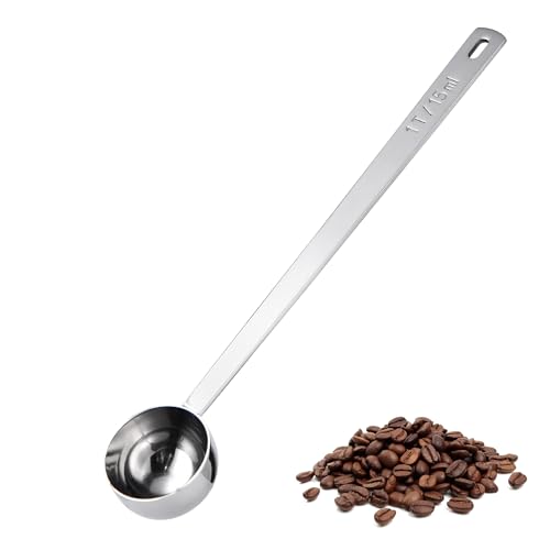 Image of U-Taste Coffee Scoop 1 Tablespoon: 18 /8 Stainless Steel Measuring Scooper for Ground Coffee, Bean, Powder, Espresso, 6.9in Long Handle Metal Meaure Spoon for Canister, Jar (1Tbsp /15ml, Silver)