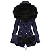 Piumino Donna,Cappotti Invernali da Donna Blu Navy Fodera in Peluche con Cappuccio Lungo Taglie Forti Cappotti in Cotone Leggero Cappotto Parka Giacca Calda Allentata Parka Antivento per Esterni Tas