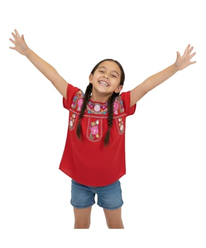 Image of unik Girls Cotton Embroidered Floral Blouse for Birthdays, Cultural Events, Cinco De Mayo