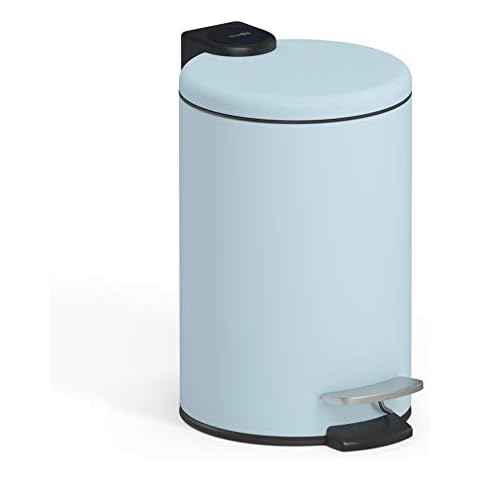 stardis 3 Litre Pedal Bin, Stainless Steel, Pastel Blue, Matt with Soft-Close Mechanism, Folding Lid, Quiet Closing, Soft-Close with Inner Bucket, Cosmetic Bin, Waste Bin, Bathroom Cover