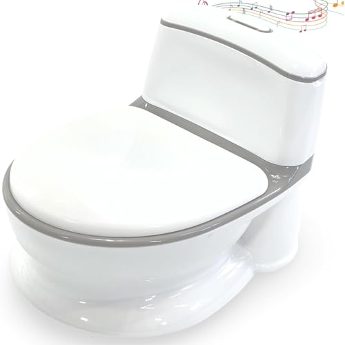 Venture Pote Pals (Grey) Interactive Potty Training Toilet - Award Winning Childrens Potty with Lights & Sounds Removable Inner Tray Multiple Lids Wipe Storage & Anti-Slip Feet