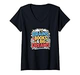 Photo Gallery donna brains books & big dreams - maglietta con scritta back to school maglietta con collo a v Photo Gallery donna brains books & big dreams - maglietta con scritta back to school maglietta con collo a v