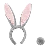 [サムコス] うさ耳カチューシャ 2本セット カチューシャ ネコミミ 可愛い 仮装小物 学園祭 舞踏会 ハロウィン クリスマス (グレー うさ耳)