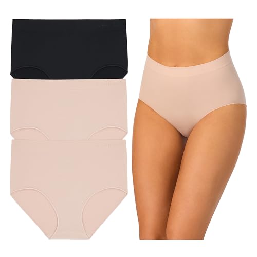 Image of Cuddl Duds Womens Classic 3 Pack Soft Seamless Full Brief Panty - Incredibly Smooth Full Coverage Underwear Panties Set