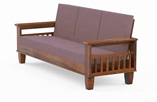Image of Swangia Art Solid Sheesham Wood Sofa Set 5 Seater For Living Room | Wooden 5-Person Sofa Set For Home Office | 3+1+1 Sofa Sets For Living Room | Five Seater Sofa With Storage | Rosewood, Natural Brown