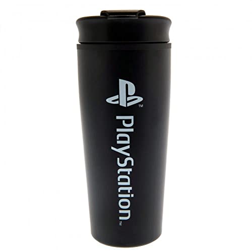 Playstation Metall-Kaffeebecher (Onyx Design) 450ml Reisebecher - Offizielles Lizenzprodukt