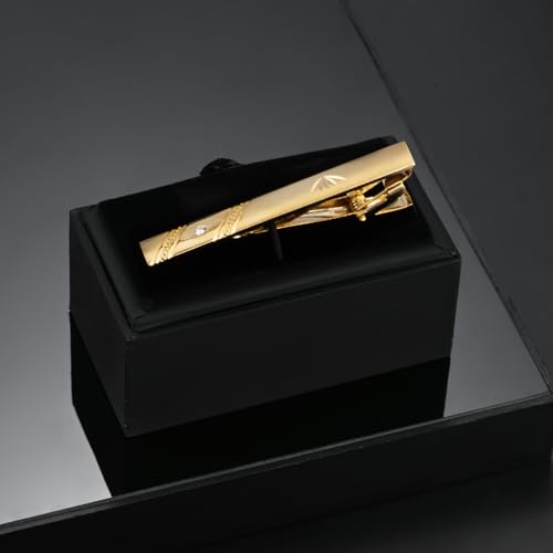 Image of Wynameleri Fashion Tie Pin Gold Plated with Rhinestones for Men in Gift Box