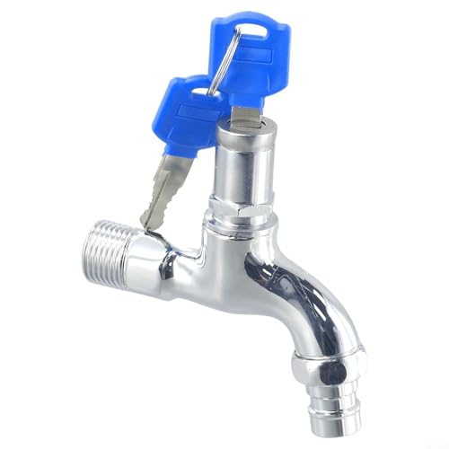 Abschließbarer Wasserhahn mit Schlüssel, Anti-Diebstahl Gartenarmatur aus Zinklegierung, 1/2' Außengewinde Wasserhahn für Außen, Hof, Waschmaschine, Autowäsche - Rostfrei & Frostsicher