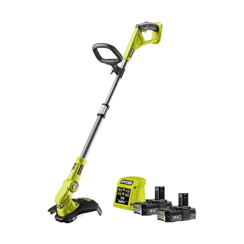 RYOBI - Coupe-Bordures sans Fil 18V One+ RLT1832-22S – Coupe Ø25-30 cm, Hauteur Télescopique, Mode Dresse-Bordure, Idéal pour Bordures, Massifs et Talus - livré avec 2 Batteries 2,0Ah Lithium