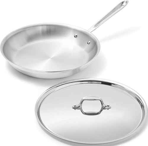 All-Clad D3® Stainless Steel 12 inch Frying Pan With Lid- Made in the USA- The Original Bonded Professional Cookware- Oven Safe & Induction Compatible