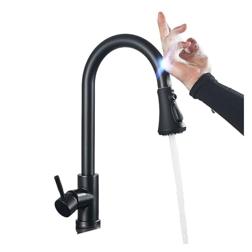 Grifo con sensor externo negro y control de temperatura para cocina moderna 3